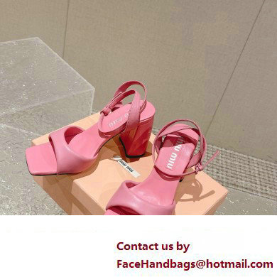 Miu Miu High Heel Leather sandals Pink 2023 - Click Image to Close