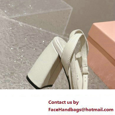 Miu Miu High Heel Leather sandals White 2023 - Click Image to Close