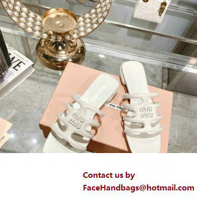 Miu Miu Leather sandals White with metal lettering logo 2023