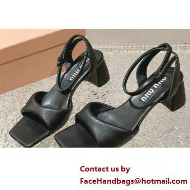 Miu Miu Low Heel Leather sandals Black 2023 - Click Image to Close