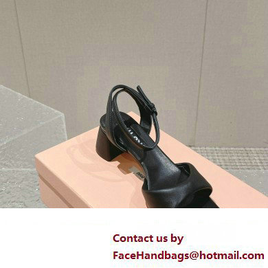 Miu Miu Low Heel Leather sandals Black 2023 - Click Image to Close