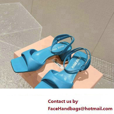 Miu Miu Low Heel Leather sandals Blue 2023