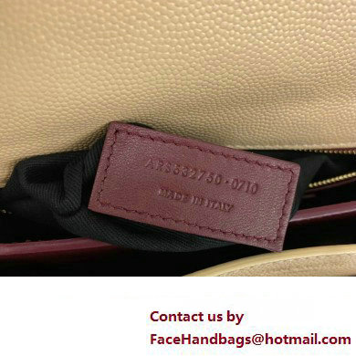 Saint Laurent cassandra medium chain bag in grain de poudre embossed leather 532750 Beige