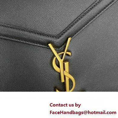 Saint Laurent cassandra medium chain bag in grain de poudre embossed leather 532750 Black - Click Image to Close