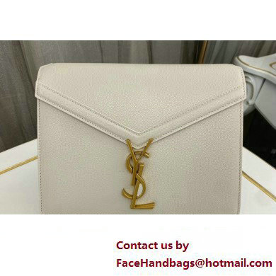 Saint Laurent cassandra medium chain bag in grain de poudre embossed leather 532750 White Saint Laurent cassandra medium chain bag in grain de poudre embossed leather 532750 White