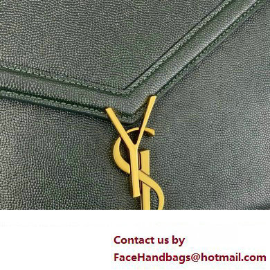 Saint Laurent cassandra medium top handle in grain de poudre embossed leather 623931 Dark Green - Click Image to Close