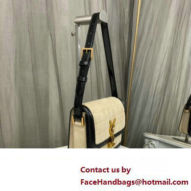 Saint Laurent solferino small bag in quilted nubuck suede 739139 Beige/Black Saint Laurent solferino small bag in quilted nubuck suede 739139 Beige/Black