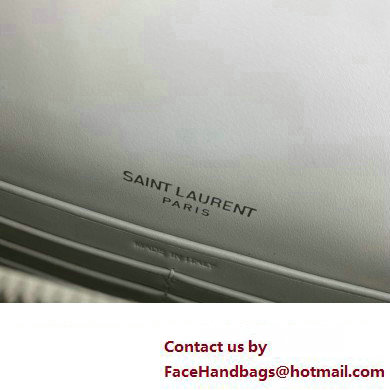 Saint Laurent sunset chain wallet in crocodile-embossed shiny leather 533026 White/Silver