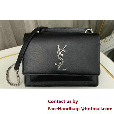 Saint Laurent sunset chain wallet in leather 533026 Black/Silver