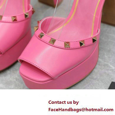 Valentino Heel 11cm Platform 3cm Leather Rockstud ankle strap sandals Pink 2023 - Click Image to Close