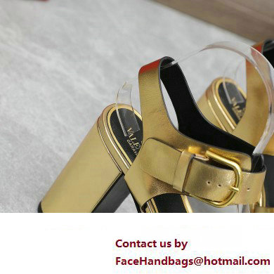 Valentino Heel 12.5cm Platform 4cm VLogo Chain sandals in calfskin leather Gold 2023 - Click Image to Close