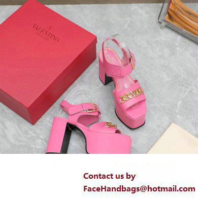 Valentino Heel 12.5cm Platform 4cm VLogo Chain sandals in calfskin leather Pink 2023