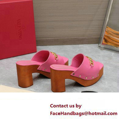 Valentino Heel 9.5cm Platform 3cm VLogo Chain CLOG in calfskin Pink 2023