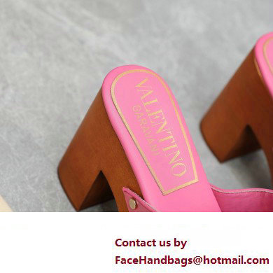 Valentino Heel 9.5cm Platform 3cm VLogo Chain CLOG in calfskin Pink 2023