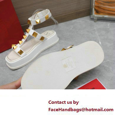 Valentino Roman Stud Platform 4cm ANKLE STRAP sandals White 2023