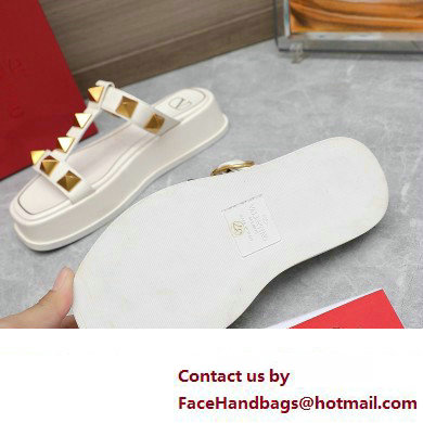 Valentino Roman Stud Platform 4cm Slides White 2023