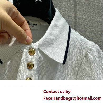 celine triomphe polo shirt in cotton pique OFF WHITE / NAVY / RED 2023