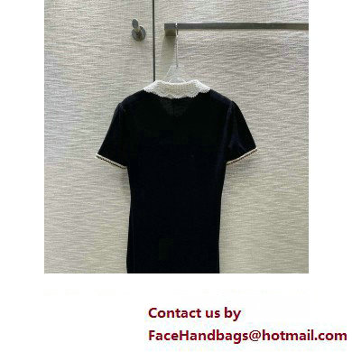 chanel black cotton dress with white collar 2023