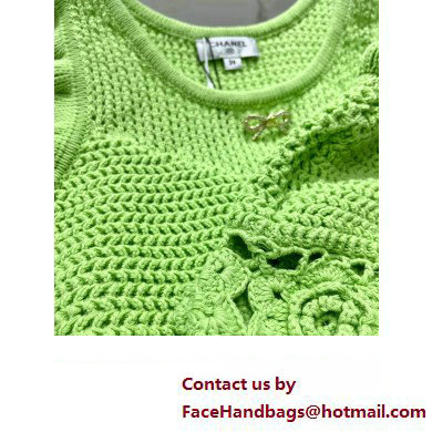 chanel green flowers knit top 2023