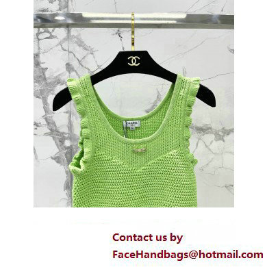 chanel green flowers knit top 2023