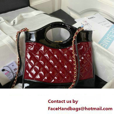 chanel mini 31 bag in patent leather AS4133 BURGUNDY/BLACK 2023