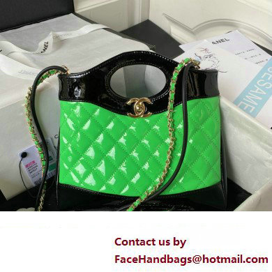 chanel mini 31 bag in patent leather AS4133 GREEN/BLACK 2023