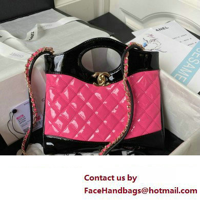 chanel mini 31 bag in patent leather AS4133 PINK/BLACK 2023