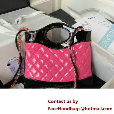 chanel mini 31 bag in patent leather AS4133 PINK/BLACK 2023