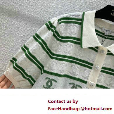 chanel striped polo dress green/white 2023