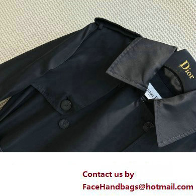 dior black cotton trench coat with belt 2023