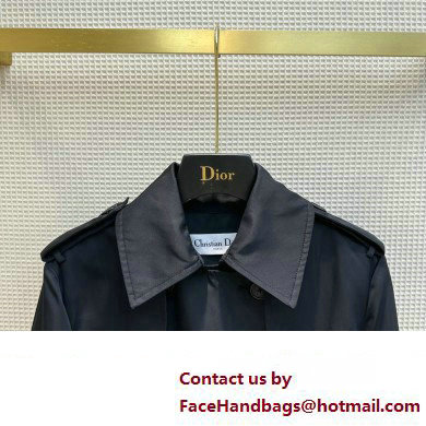 dior black cotton trench coat with belt 2023