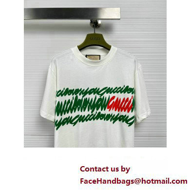 gucci Cotton jersey printed cropped T-shirt 2023