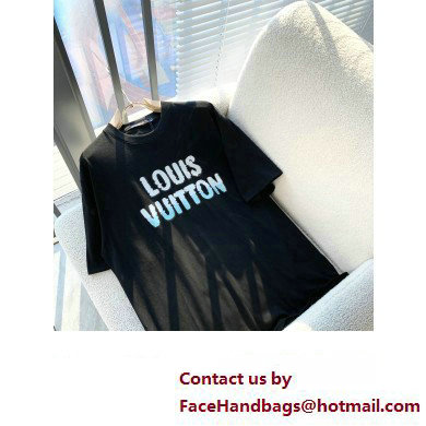 louis vuitton Embroidered Beads Cotton T-Shirt BLACK 2023