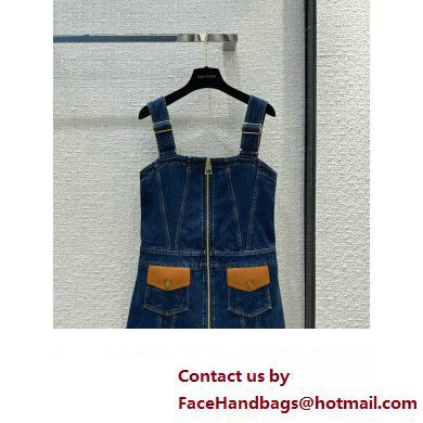 louis vuitton Leather Accent Denim Mini Dress 2023