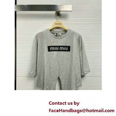 miu miu gray cotton t-shirt 2023