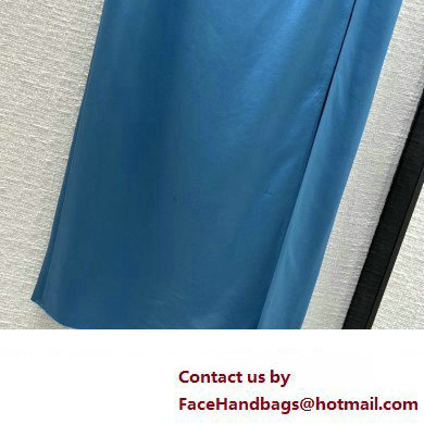 miu miu silk skirt and top blue 2023