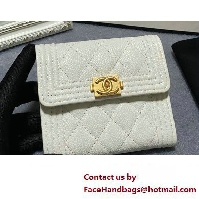 Chanel Boy Small Flap Wallet AP2090 in Grained Calfskin White/Gold Chanel Boy Small Flap Wallet AP2090 in Grained Calfskin White/Gold
