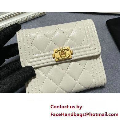 Chanel Boy Small Flap Wallet AP2090 in Lambskin White/Gold Chanel Boy Small Flap Wallet AP2090 in Lambskin White/Gold