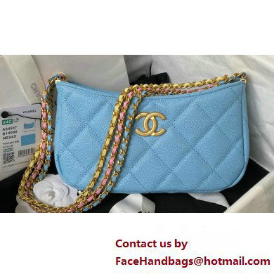 Chanel Grained Calfskin Chain Small Shoulder Bag AS4597 Blue 2024 Chanel Grained Calfskin Chain Small Shoulder Bag AS4597 Blue 2024