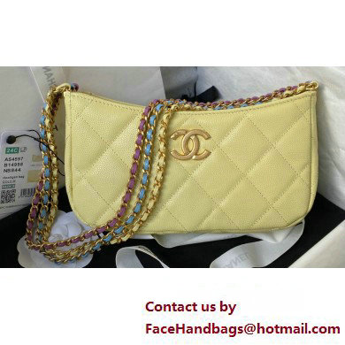 Chanel Grained Calfskin Chain Small Shoulder Bag AS4597 Yellow 2024 Chanel Grained Calfskin Chain Small Shoulder Bag AS4597 Yellow 2024