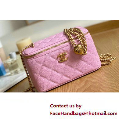 Chanel Small Sweet Heart Vanity Case Bag 81247 in Grained Calfskin Pink Chanel Small Sweet Heart Vanity Case Bag 81247 in Grained Calfskin Pink