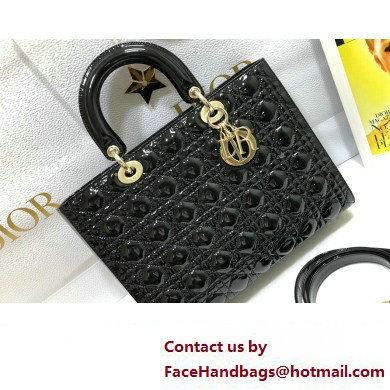 Dior Large Lady Dior Bag in Patent Cannage Calfskin Black Dior Large Lady Dior Bag in Patent Cannage Calfskin Black
