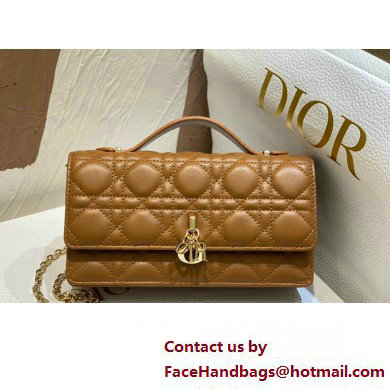 Miss Dior Mini Bag in Cannage Lambskin Brown with Removable jewel chain 2024 Miss Dior Mini Bag in Cannage Lambskin Brown with Removable jewel chain 2024