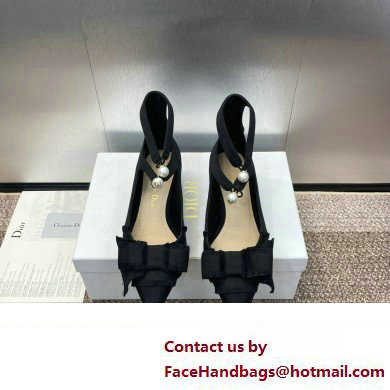 Dior Heel 4cm Adiorable Pumps in Black Fringed Grosgrain with Bow and Pearl 2024 Dior Heel 4cm Adiorable Pumps in Black Fringed Grosgrain with Bow and Pearl 2024
