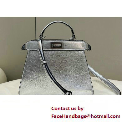 Fendi Peekaboo ISeeU Small Bag in nappa Leather Silver 2024 Fendi Peekaboo ISeeU Small Bag in nappa Leather Silver 2024