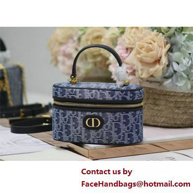 DIOR 30 MONTAIGNE MINI VANITY CASE IN Blue Denim Oblique Jacquard 2025