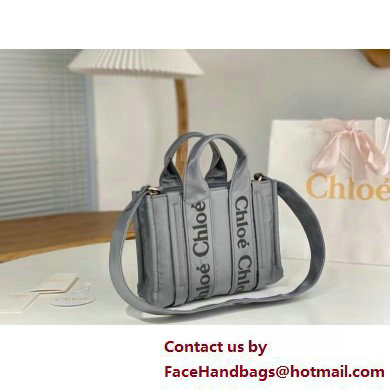 chloe small Woody tote bag in Recycled nylon with Chloe logo gray 2025 chloe small Woody tote bag in Recycled nylon with Chloe logo gray 2025