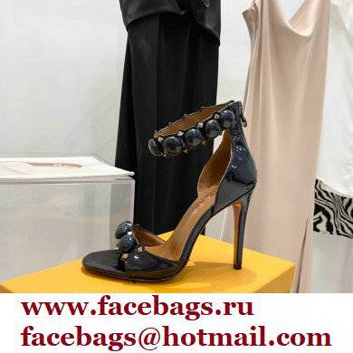 Alaia Heel 10.5cm Studs Bombe Sandals Leather Rainbow Black - Click Image to Close