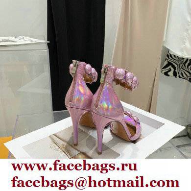 Alaia Heel 10.5cm Studs Bombe Sandals Leather Rainbow Pink