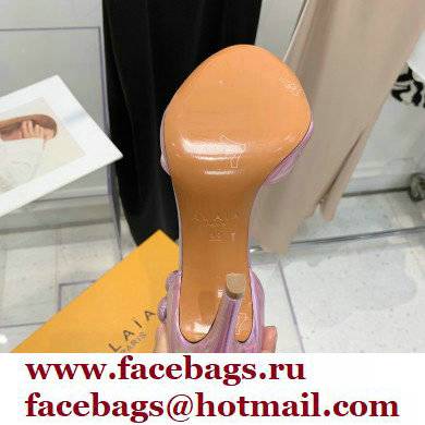 Alaia Heel 10.5cm Studs Bombe Sandals Leather Rainbow Pink